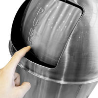 Poubelle à ouverture par pression en acier inoxydable de 13 gallons pour usage commercial extérieur, hôtel, espace public