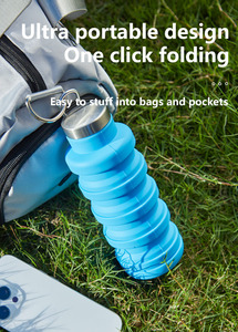 Nueva Botella de Agua Plegable de Silicona Personalizada, 500 ml, Reutilizable, Libre de BPA, Diseño Deportivo, Tapa Abatible, para Uso en Exteriores - Product Image 2