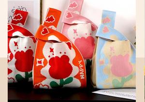 Nuova Borsa in Poliestere Lavorato a Maglia Flyknit di Alta Gamma con Chiusura Aperta e Doppio Manico - Regalo di Nozze Portatile per Signore - Product Image 6