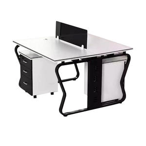 <span class=keywords><strong>Bureau</strong></span> de travail moderne pour 2 personnes avec <span class=keywords><strong>cloison</strong></span> et tiroirs de rangement, poste de travail informatique pour <span class=keywords><strong>bureau</strong></span> commercial et espace ouvert - Product Image 1