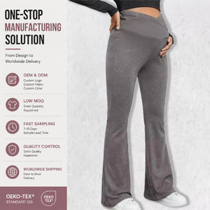 Leggings Yoga Premaman con Fascia Incrociata in Vita, Design a Zampa d'Elefante a Vita Alta, Traspiranti, 92% Nylon 8% Spandex per la Gravidanza - Product Image 1