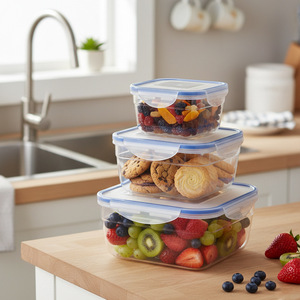 Transparent Square Food Storage <b>Container</b> With Airtight Lid For Lunch And <b>Refrigeration</b> - Product Image 2