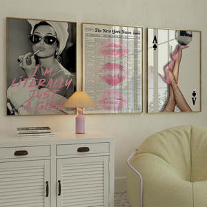 Décoration murale rétro coquette HAOWAI OEM/ODM, talons roses, lèvres et citation de fille, décoration de <span class=keywords><strong>chambre</strong></span> d'étudiant, esthétique féminine Y2K - Product Image 2