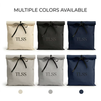 Pochette en coton sergé bio réutilisable avec logo personnalisé imprimé pour emballage de vêtements, foulards et oreillers, sac anti-poussière