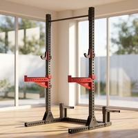 Banco de Levantamiento de Pesas Multifuncional de Metal para Gimnasio con Barra de Dominadas y Rack de Sentadillas Comercial de Medio Marco Libre