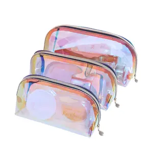 Viagem Cosmetic armazenamento sacos TPU colorido PVC transparente impermeável lavagem saco portátil embreagem a laser mulheres maquiagem saco