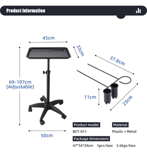 Chariot de Salon Professionnel en Aluminium à Hauteur Réglable avec Roues pour Extensions Capillaires et Tatouages – Offre Spéciale - Product Image 3