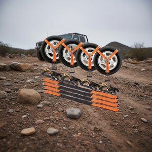 Kit de sangles à cliquet 2 po x 120 po en polyester avec crochets à pression, capacité de charge de 5512 lb pour voitures, camions et remorques - Product Image 2