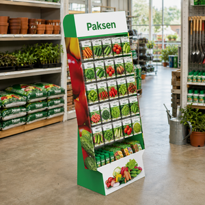 Custom Corrugated Cardboard Hook and Shelf Display <b>Stand</b> for Vegetable Seeds and Garden Supplies - Product Image 3