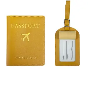 Модный набор из держателя для паспорта и бирки для багажа из искусственной кожи для путешествий