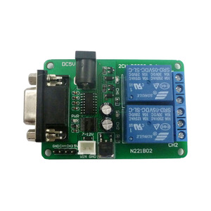 DC 5V 12V 2 Saluran RS232 Port Seri Kontrol Relay Papan SCM Antarmuka PC Relay DB9 Modul N221B02 - Product Image 1