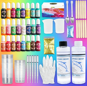 Kit de résine époxy transparente pour débutants, non toxique, kit de résine 1:1 pour auto-nivellement, pour bijoux, art, résine métallique, sols. - Product Image 1