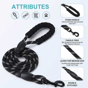 Corde de 6.5 pieds avec poignée rembourrée confortable, fils hautement réfléchissants laisse de chien forte pour chiots petits chiens moyens et grands - Product Image 3