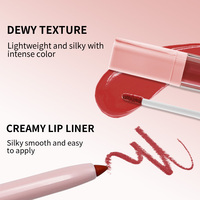 Kit de maquillage à lèvres liquide et crayon contour des lèvres nude brun à marque privée, gloss à lèvres mat naturel à marque privée, ensemble de crayons contour des lèvres crème
