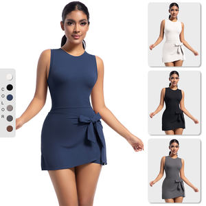 Nuevo estilo Cool Feeling <span class=keywords><strong>Tennis</strong></span> Falda Cuello redondo Diseño sin espalda con mallas Falda inferior adelgazante - Product Image 2