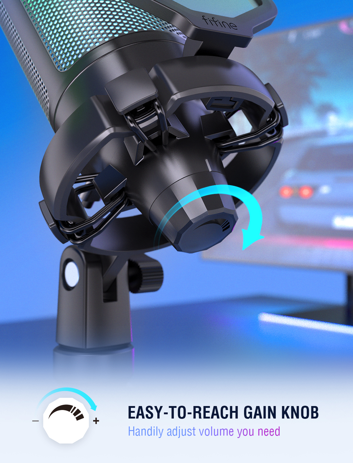 Fifine A6V Ampligame USB RGB Gaming Mic Microphone