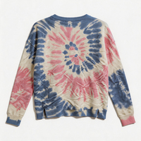 Suéter Tie Dye a Rayas Personalizado con Certificación BSCI y GRS de HuaYi, Suéter de Cuello Redondo 100% Algodón Suave para Mujer, Prenda de Punto Informal Estilo Escolar