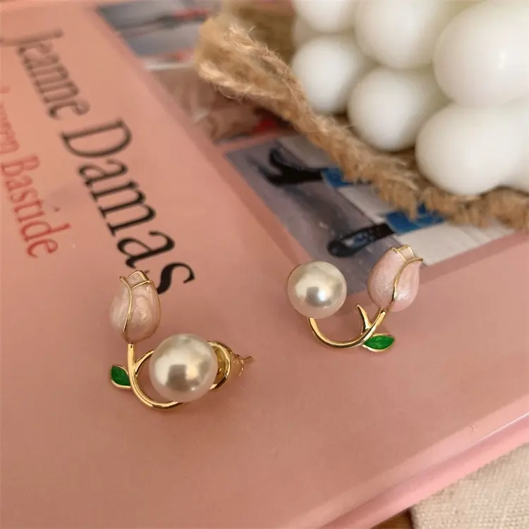 Pearl Stud Earrings Two Wear Tulip Trendy High End Flower Shape Earrings For Women Accessories