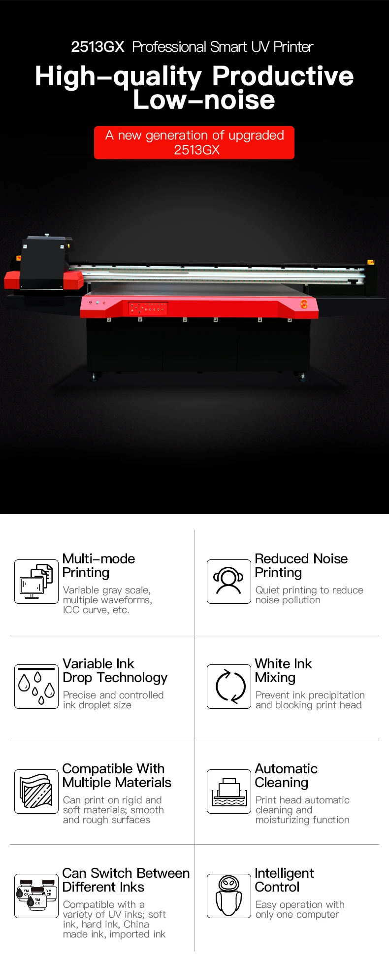 Long Service Life Mt Large Format UV Printer Ricoh Printhead UV 2513 Inkjet UV Carpet Printer Machine