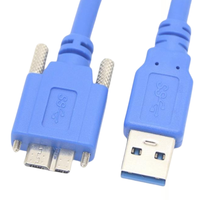 Kabel Transfer Data Kamera Industri USB 3.0 AM ke Micro BM Koaksial dengan Sekrup Pengunci dan Selubung PVC