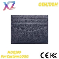 Dompet Kartu Tipis Kulit Asli Pria dengan Slot Kartu Miring, Dompet Kartu Bisnis, Sarung Kartu Kredit Kulit Sapi Lembut, Logo Custom