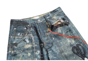 กางเกงยีนส์ทรงตรงหลวมสไตล์วินเทจสำหรับผู้ชาย พิมพ์ลายดิจิตอล DTG แบบสั่งทำพิเศษ ดีไซน์โดดเด่นจาก High Street พร้อมภาพถ่ายสินค้าจริง - Product Image 3