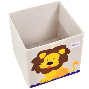 Wholesale Custom Non-woven Fabric Drawer Kids Toys Organizer Bins Washable Folding Cartoon Toys Storage Boxes