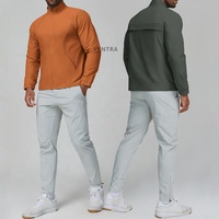 Sweat-shirt de sport pour homme avec fermeture éclair intégrale, col montant, athlétique, actif, pour la course à pied, la randonnée, les voyages, le golf, manches longues, veste avec poches latérales