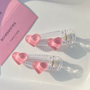 <strong>Adorable</strong> Pink Heart Transparent Plastic <strong>Hair</strong> Pins Elegant Teenage Duckbill Clip for Girls Practical Student Headwear - Product Image 4