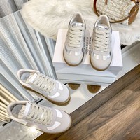 Chaussures à lacets haut de gamme Margiela MM6 pour homme et femme, blanches, en cuir véritable, baskets décontractées rétro, modèle de niche