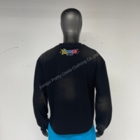 T-shirt vintage à col rond et manches longues pour homme, noir délavé, en coton gaufré 100 %, avec logos imprimés DTG entièrement personnalisés en usine MT1558