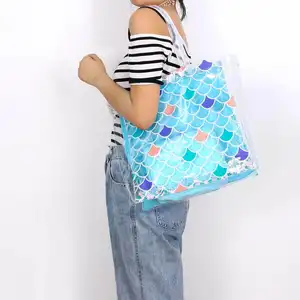 YS-H031 Großhandel Mode Meerjungfrau lässig wasserdichte PVC-Einkaufstasche klare Strand Handtaschen