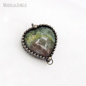 PM40846 piedra Natural océano jaspe corazón colgante brujería joyería Boho bohemio moda colgantes y dijes regalo encanto - Product Image 2