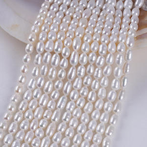 Perles de riz d'eau douce naturelles blanches de 5-6 mm, semi-finies, en vrac, pour collier et bracelet DIY, vente en gros à Zhuji - Product Image 2