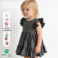 Robe d'été vintage unie à volants pour petites filles, nouvelle collection en coton, vêtements pour enfants, offre spéciale