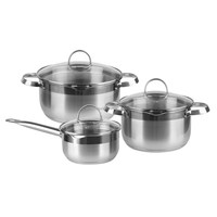 Set panci masak dapur Inox klasik, 9 buah panci panas terisolasi, peralatan masak Casserole, pegangan lasan, Set panci memasak dapur berkelanjutan