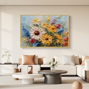 Tableaux imprimés sur toile, idées de peinture sur toile florale, peintures en relief de roses romantiques, affiches de fleurs rouges, décoration modulaire pour la maison - Product Image 1