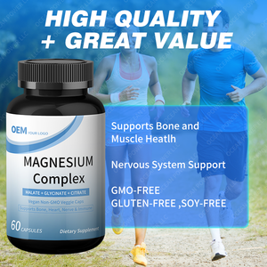 Cápsulas de magnesio de 300mg de complejo Triple de alta absorción sin OGM OEM ODM con citrato de glicinato de malato - Product Image 2