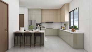 Mueble de Cocina Moderno en Forma de L con Acabado Verde Brillante y Construcción de Madera Contrachapada y Aglomerado - Product Image 4