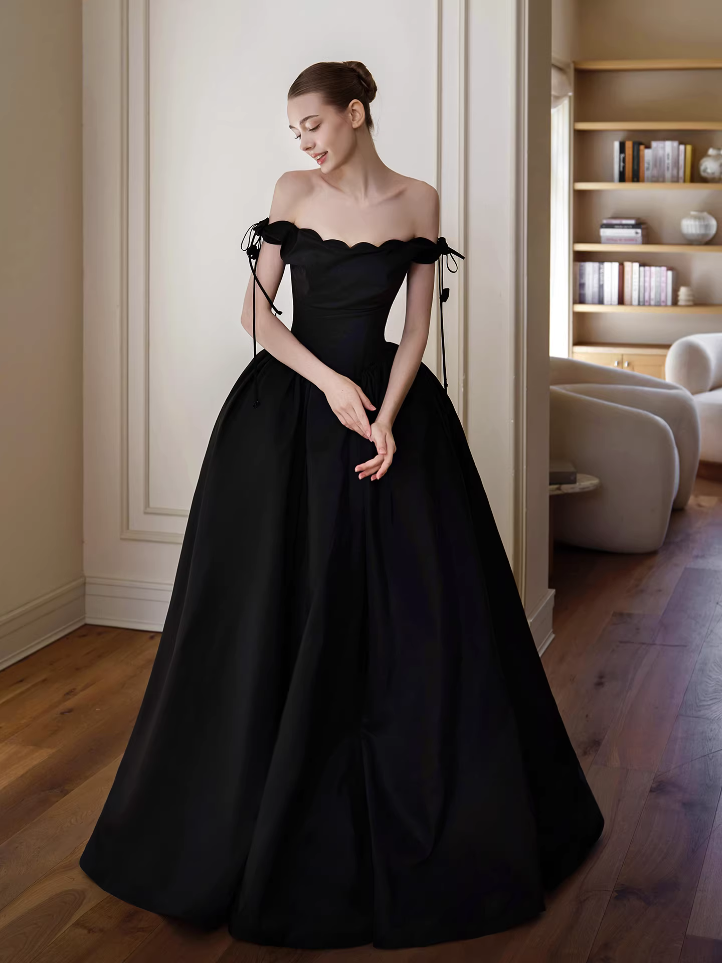 one shoulder formal dress black Bridal Bow Wedding Dress Bow Ivory Satin One Size Ava Detachable Bow by Grace Loves Lace main image 0