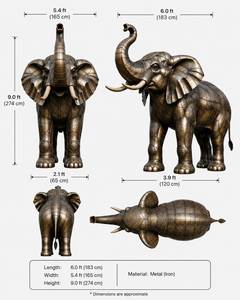 Sculpture d'éléphant en bronze personnalisée, statue de faune pour jardin extérieur et cour, artisanat métallique de haute qualité, décoration paysagère - Product Image 4