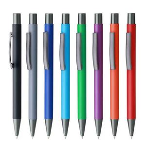 Novelty Multi-Color Press Metal Ballpoint <b>Pen</b> Promotional Soft Rubber With Customized Logo Printing for Office Writing - Product Image 1