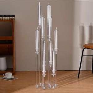 เชิงเทียนอะคริลิค 10 แขน พร้อมโคมไฟโลหะแบบถอดได้ เชิงเทียนใส สำหรับตั้งโต๊ะ/ตั้งพื้น เหมาะสำหรับตกแต่งคริสต์มาส งานแต่งงาน และบ้าน - Product Image 1