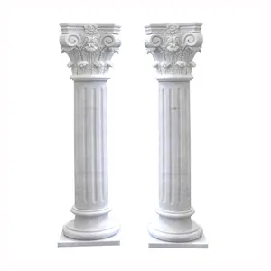 High quality hand-carved white marble stone roman column pillar capital for building