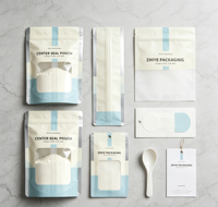 Sachet Doypack Kraft imprimé, transparent, refermable, avec fenêtre et fermeture éclair, résistant à l'humidité, personnalisable avec logo, pour emballage de bonbons, aliments pour animaux et gelées