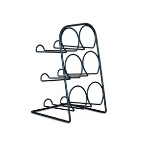 Modern Metal Wine Rack 6 Bottle Capacity <b>Freestanding</b> Countertop Storage Minimalist Design Durable Iron <b>Bar</b> Tool - Product Image 1