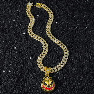 Collar con Colgante Circular Personalizado con Forma de Calabaza, Serie Halloween, Estilo Hiphop, para Hombre, Venta al Por Mayor de Joyería - Product Image 3