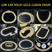 Cadena Cubana Personalizada de Oro Sólido 9K 10K 14K 18K, Collar Hip Hop con Diamantes Iced Out, Pulsera Cubana Miami de Oro Macizo de 6~8MM, Joyería Fina para Hombre