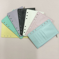 Carpeta de múltiples colores con bolsillos, tamaño A6, carpeta de 6 agujeros, Carpetas con cremallera para Carpeta de cuaderno de 6 anillos, bolsas de hojas sueltas