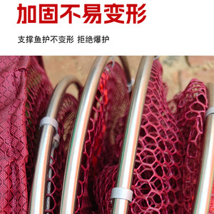 Nouveau filet de pêche pliable à double anneau en nylon avec cadre en acier inoxydable, couleur vert militaire, pour la pêche en extérieur - Product Image 3